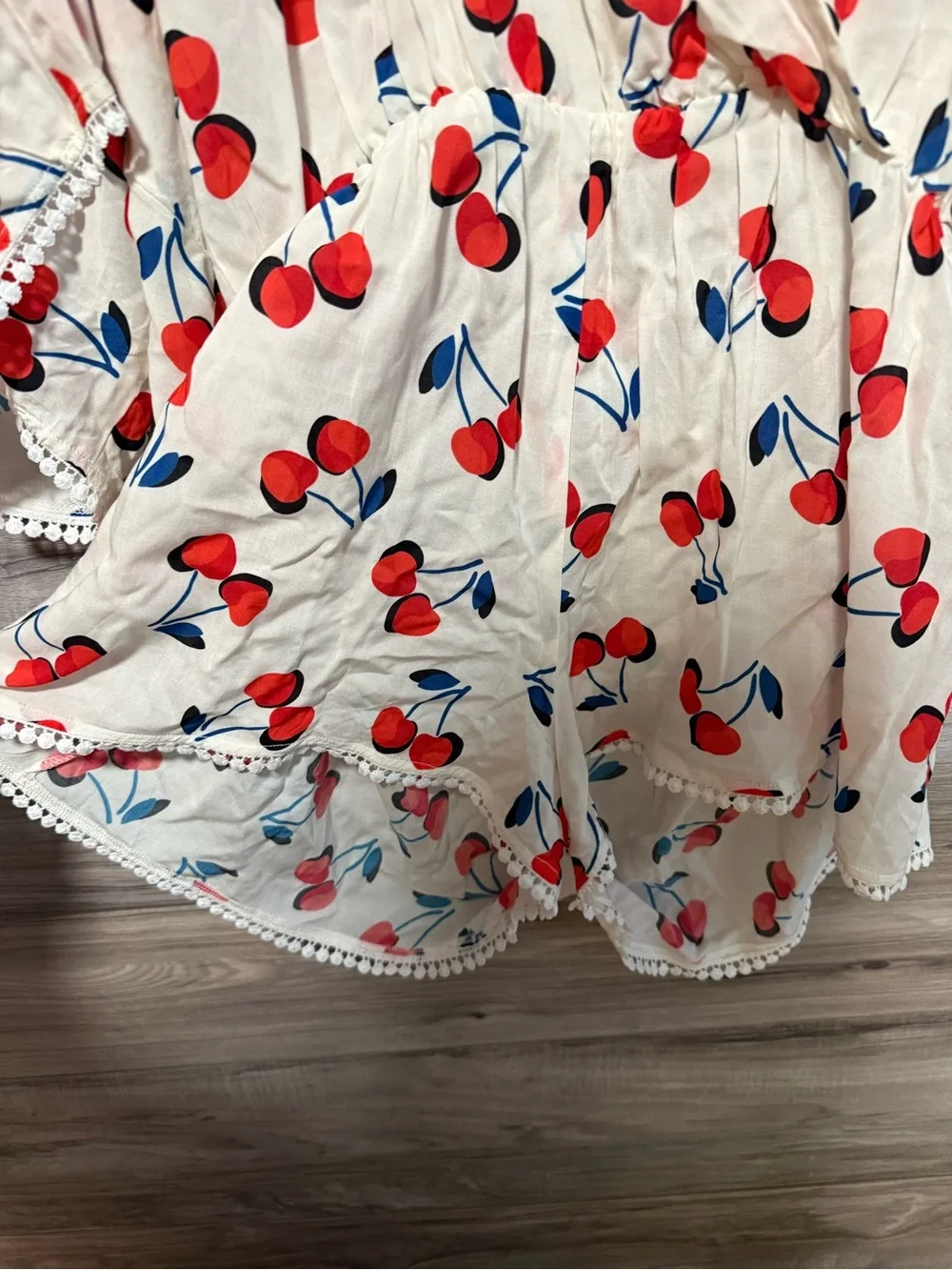 Kate Spade New York Cherry Toss Kimono Sleeve Cover-Up Romper
